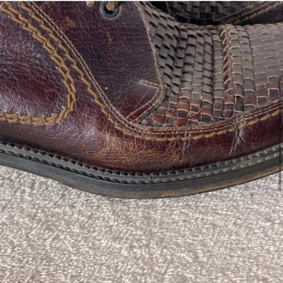 Vintage Brown Woven Leather Upper Lace Up Derby Shoes 12 - Picture 5 of 14